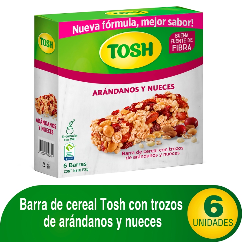 Barra Cereal Tosh Aran.Y Nuec 23G 6 Und