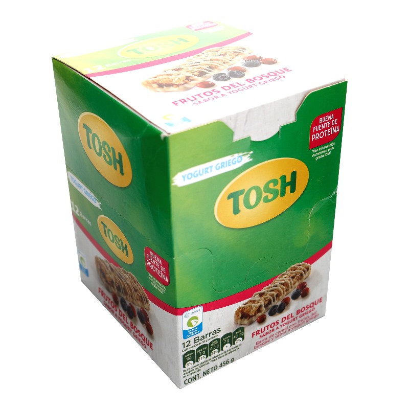 Barra Tosh Yogurt Frutos Roj 38 Gr 12Und