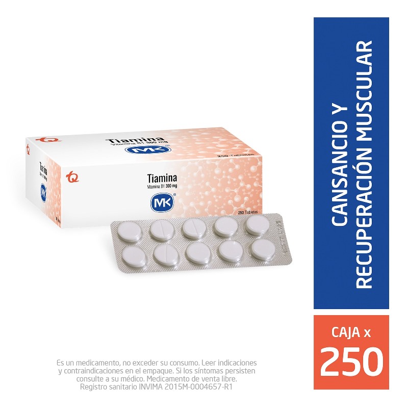 Tiamina 300 Mg 250 Tabletas Mk