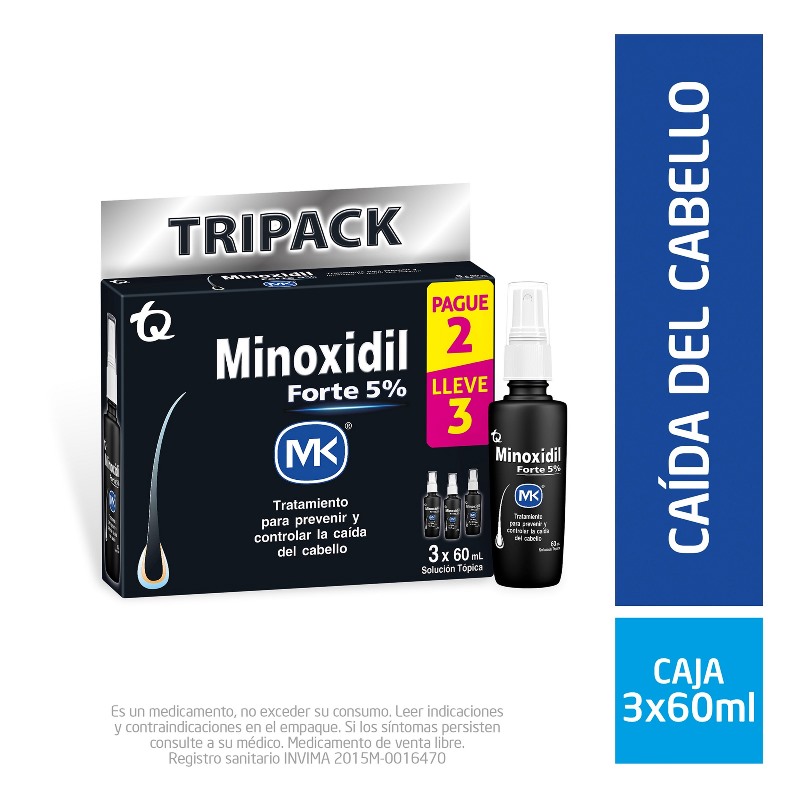 Tripack Minoxidil Forte 5% 60Ml Pa2Ll3Mk
