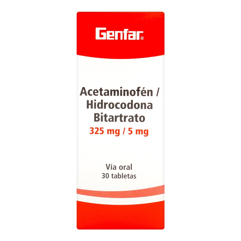 Acetaminof / Hidrocodona 325Mg/5Mg 30Tbs