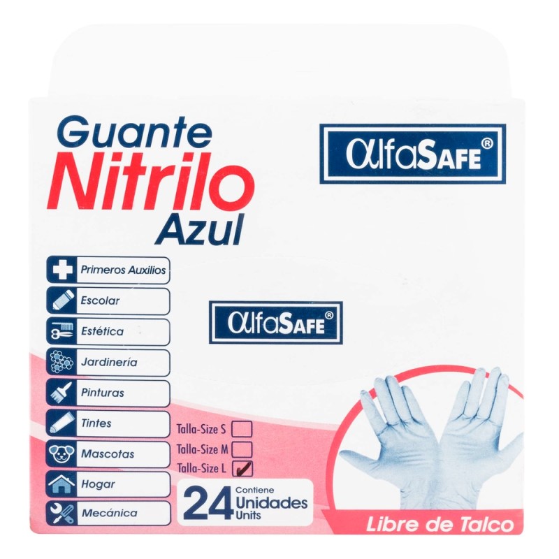Guante Examnitrilo Azul Alfa Tl 24 Und